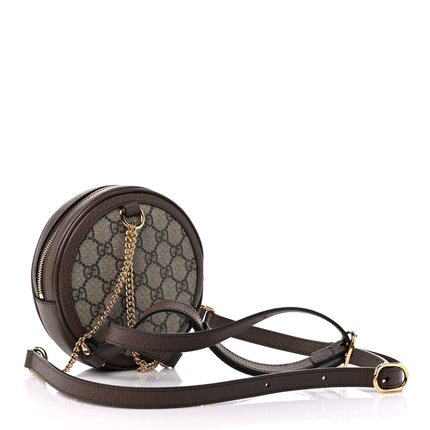 GG Supreme Monogram Web Mini Ophidia Round Backpack Brown