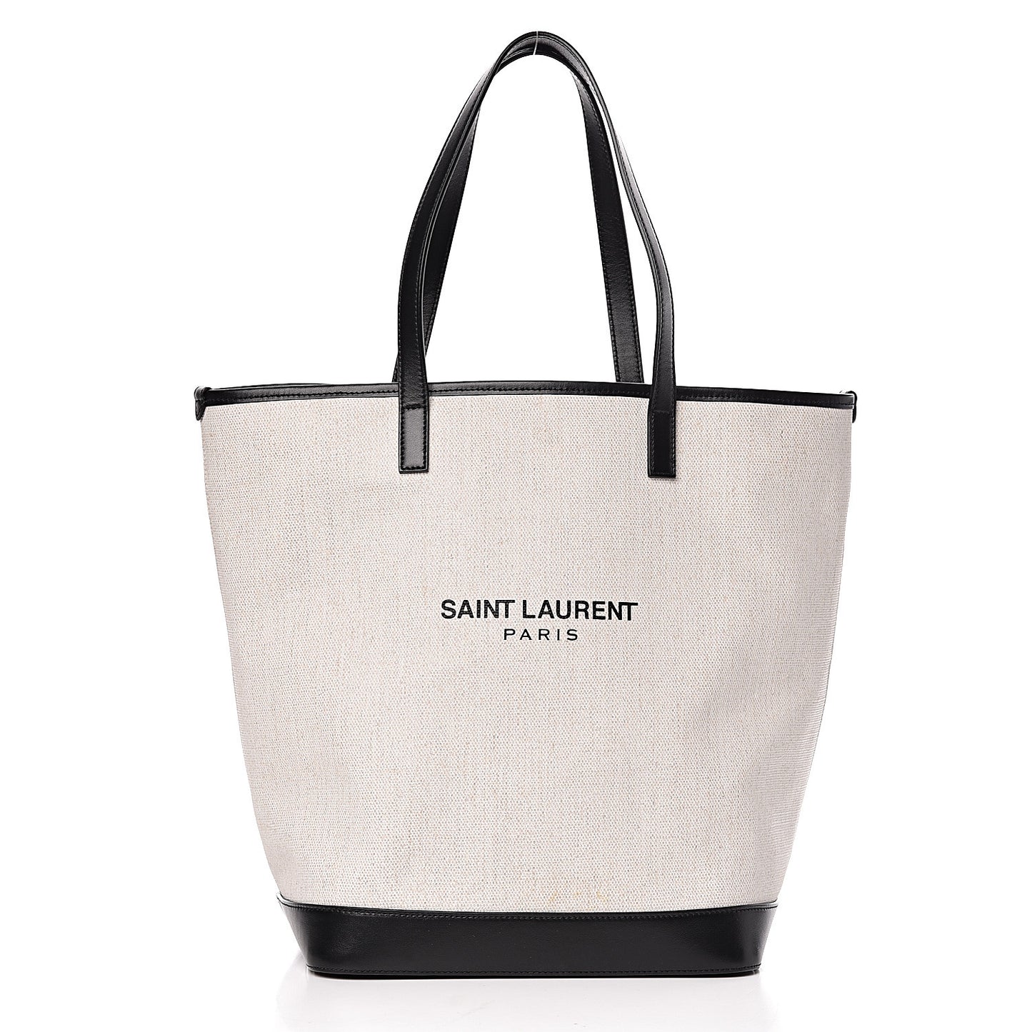 Canvas Calfskin Teddy Drawstring Shopping Tote White Black