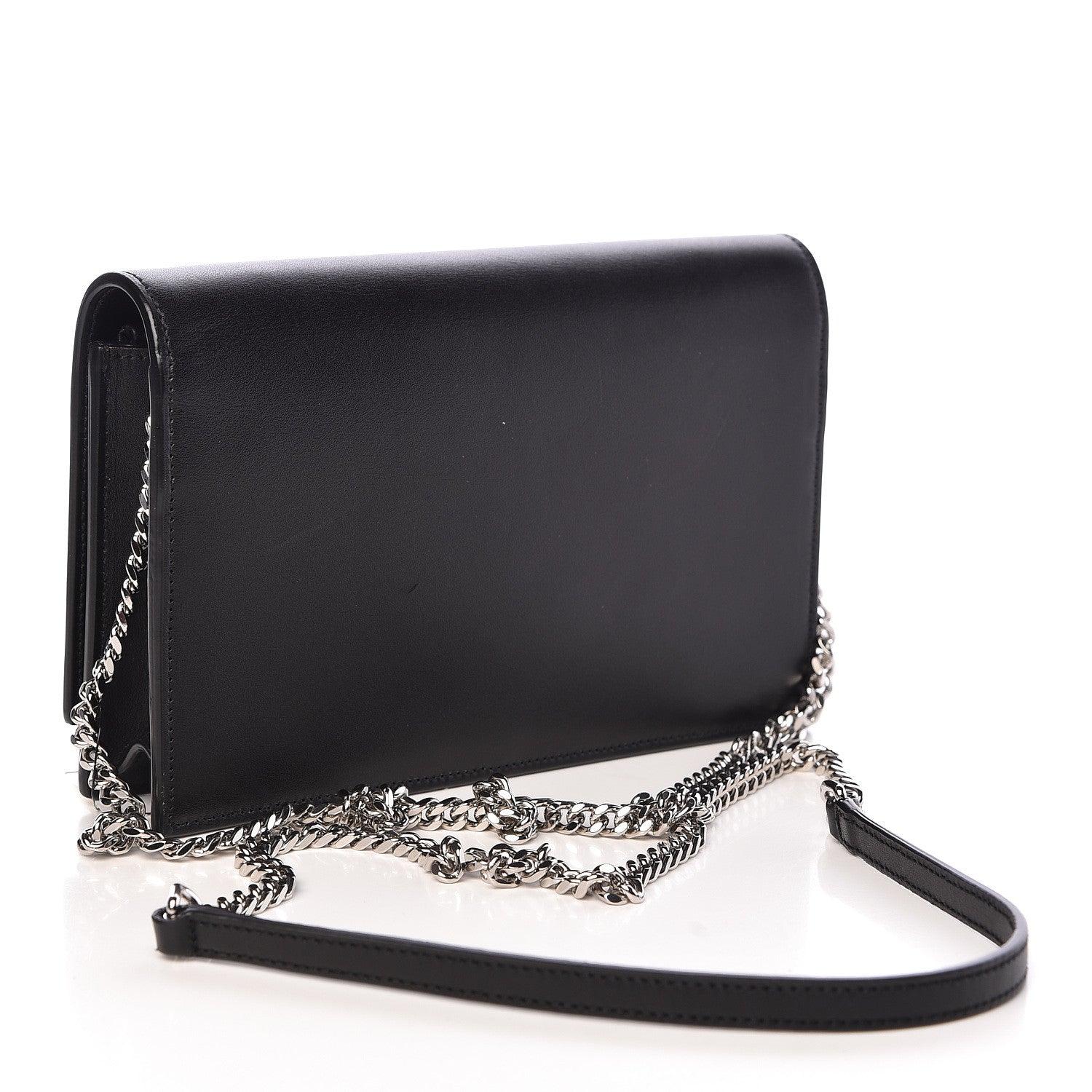 Saint Laurent Smooth Calfskin Classic Monogram Kate Tassel Chain Wallet Black 3 of 12