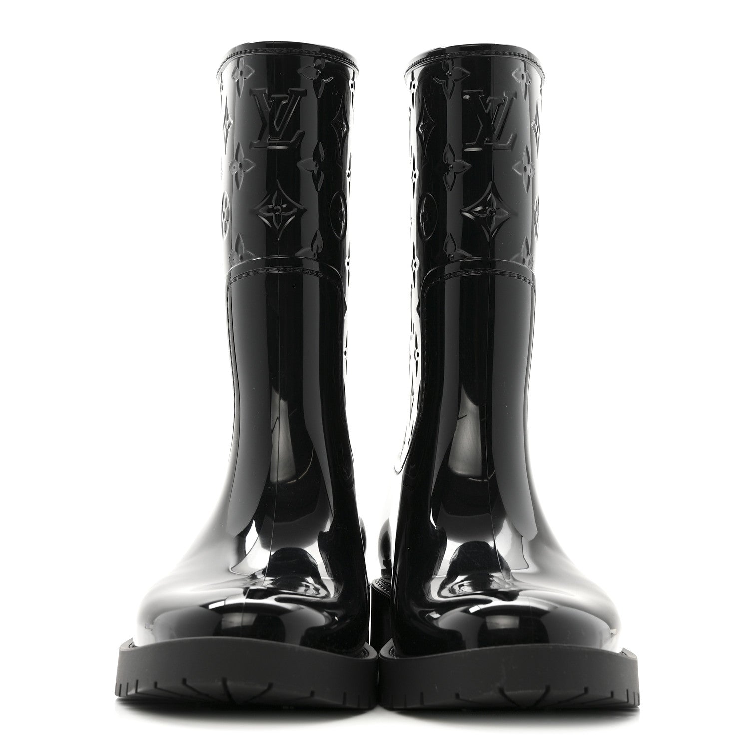 Louis Vuitton Rubber Embossed Monogram Splash Rain Short Boots 37 Black 3 of 9