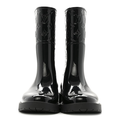 Louis Vuitton Rubber Embossed Monogram Splash Rain Short Boots 37 Black 3 of 9