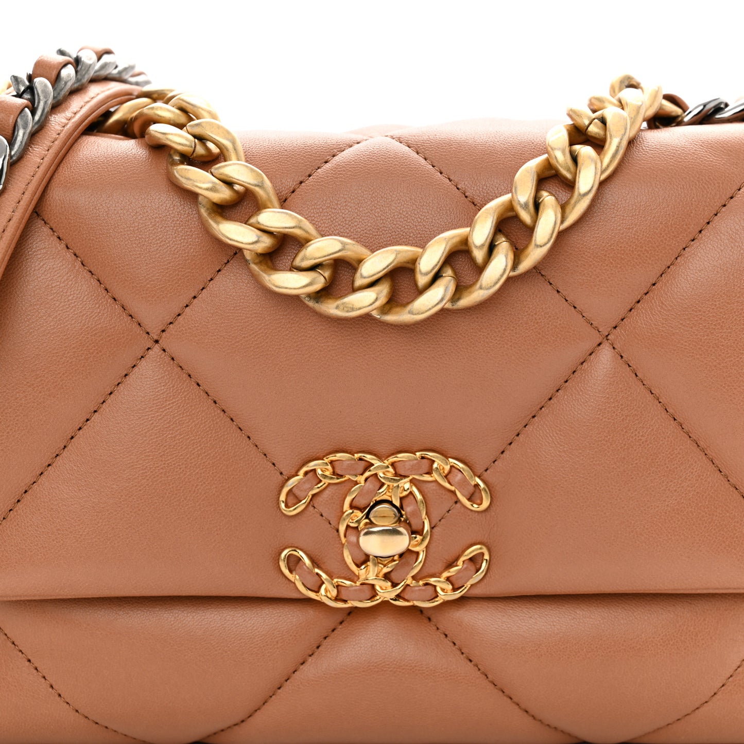 Lambskin Quilted Medium Chanel 19 Flap Brown