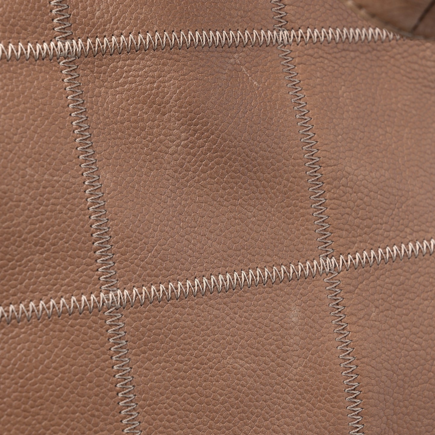Calfskin Square Stitched Tassel Hobo Beige