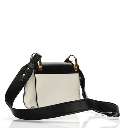 Prada City Calf Pionniere Saddle Bag Black White 3 of 6