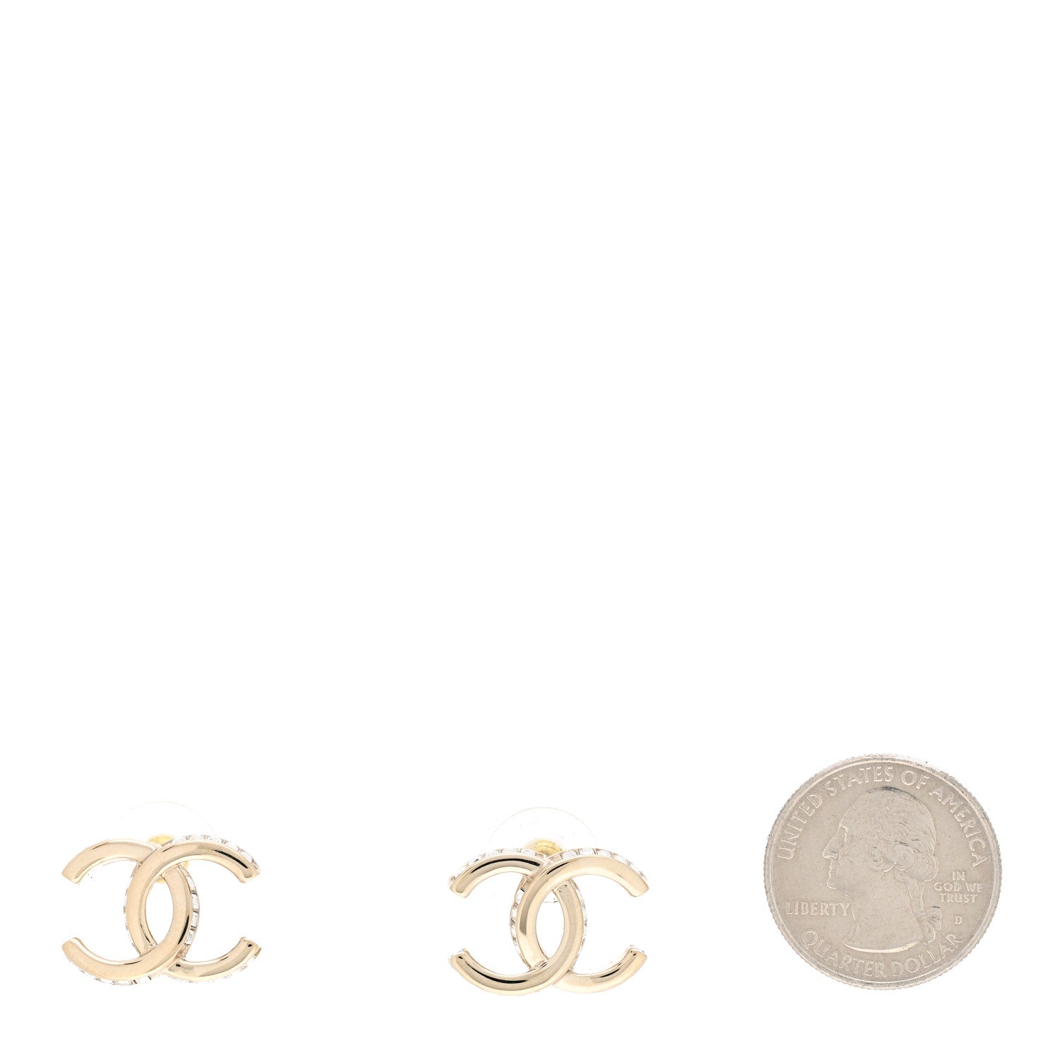 Chanel Metal Baguette Crystal CC Earrings Gold 2 of 5