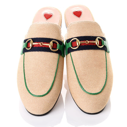 Gucci Canvas Vintage Charlotte Web Womens Princetown Slippers 37 Sand New Shamarock 5 of 10