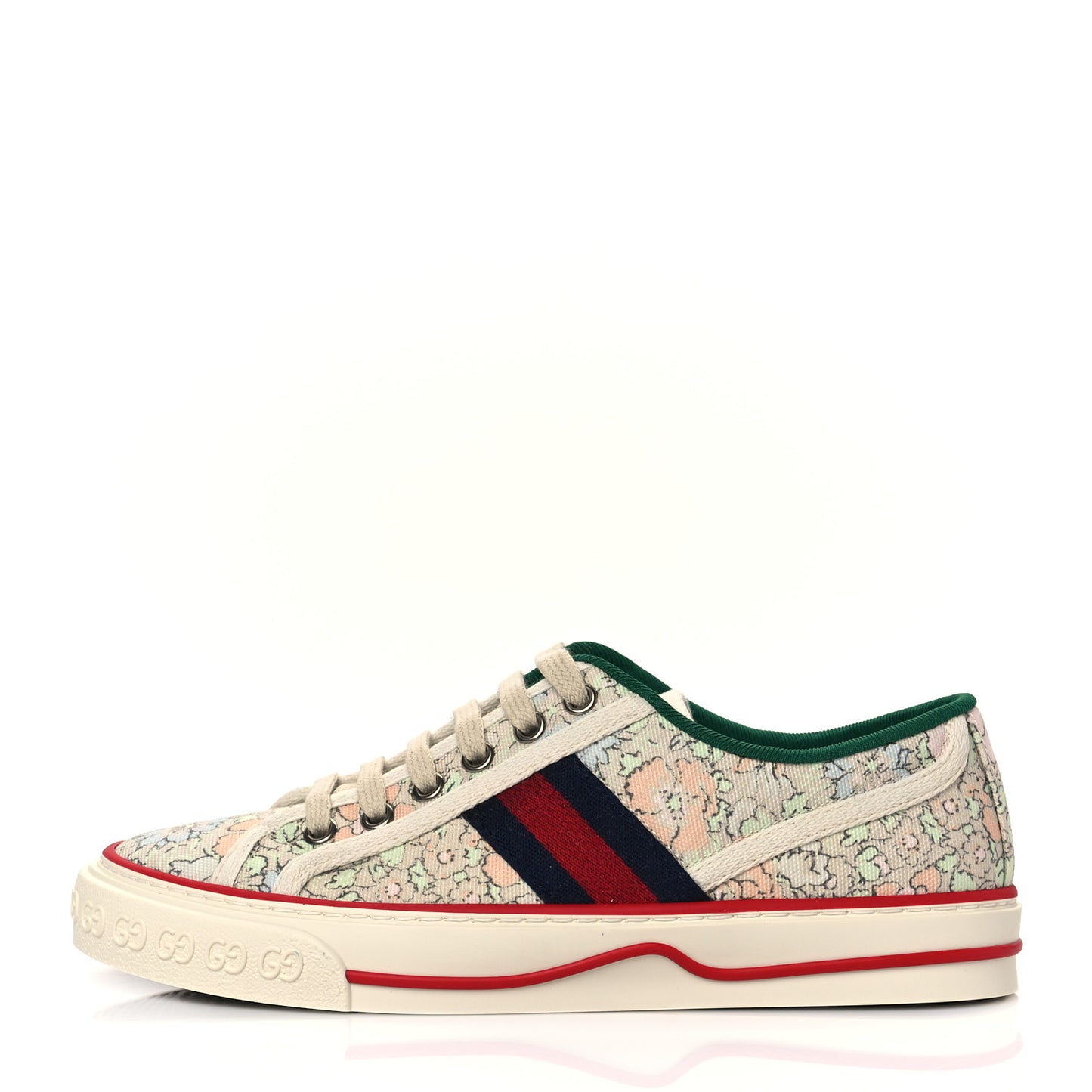 X LIBERTY OF LONDON Canvas Web Tracy Print Womens 1977 Tennis Sneakers 36.5 Mint Peach Mystic White