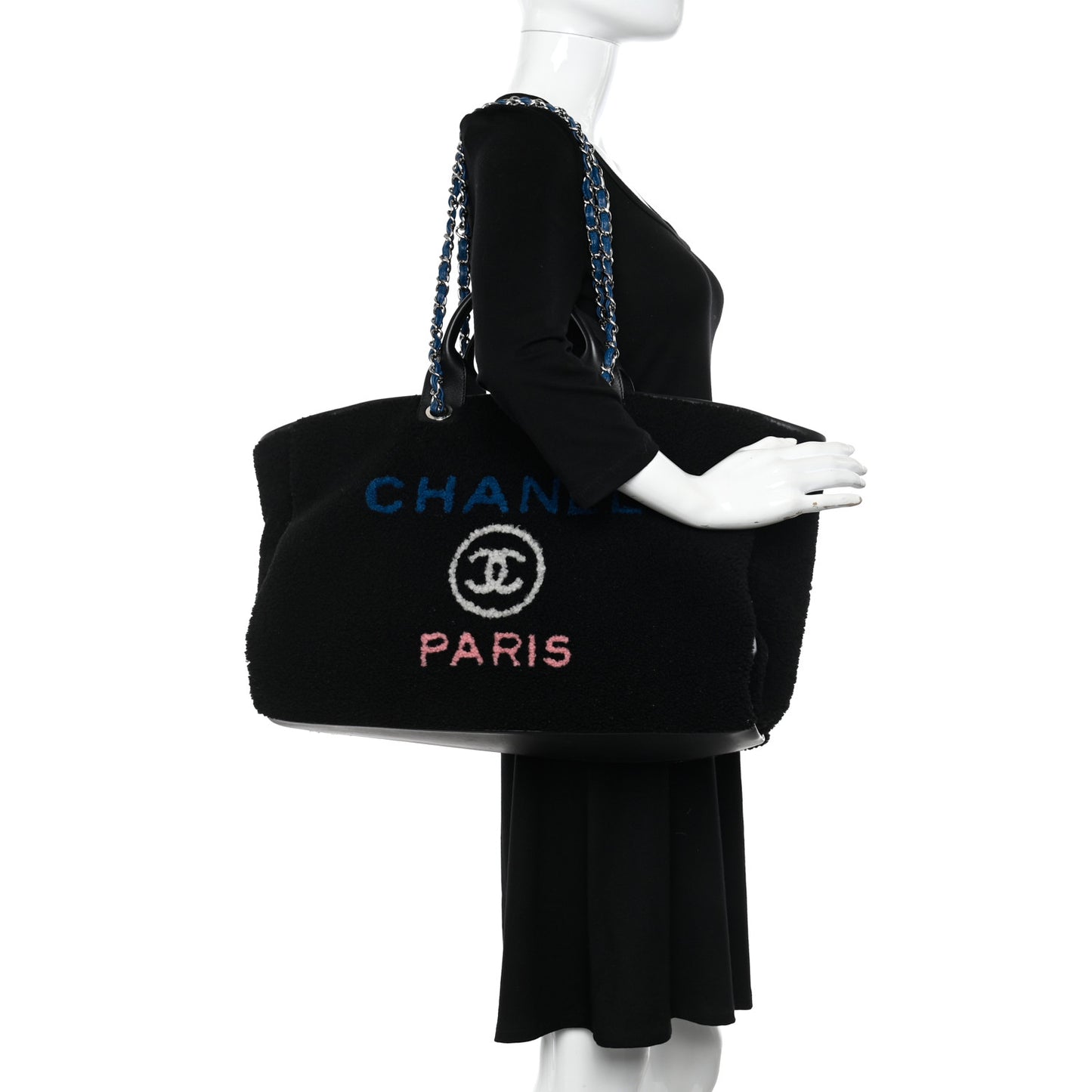 Shearling Large Deauville Tote Black