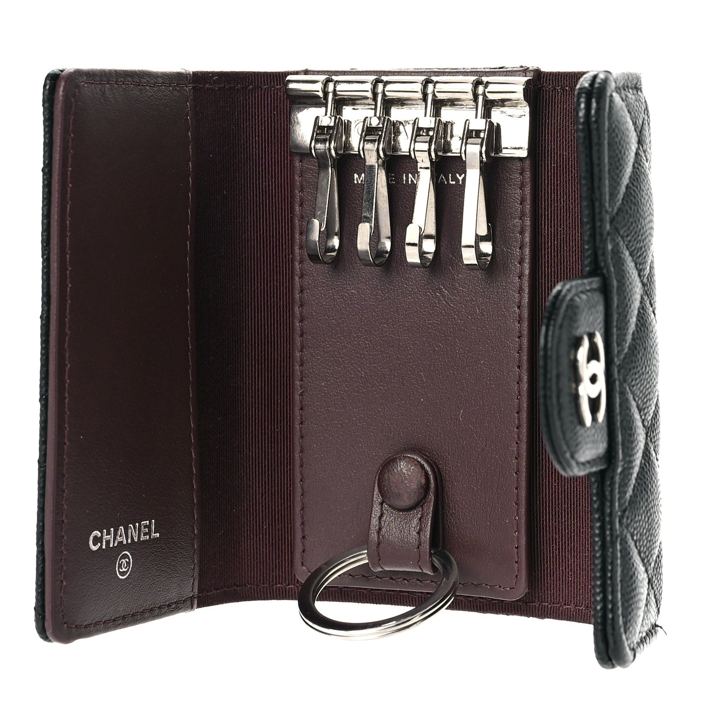Caviar Quilted Classic 4 Key Holder Wallet Black
