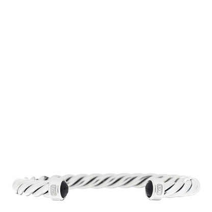 David Yurman DAVID YURMAN Sterling Silver Onyx 6mm Cable Classic Cuff Bracelet 1 of 3