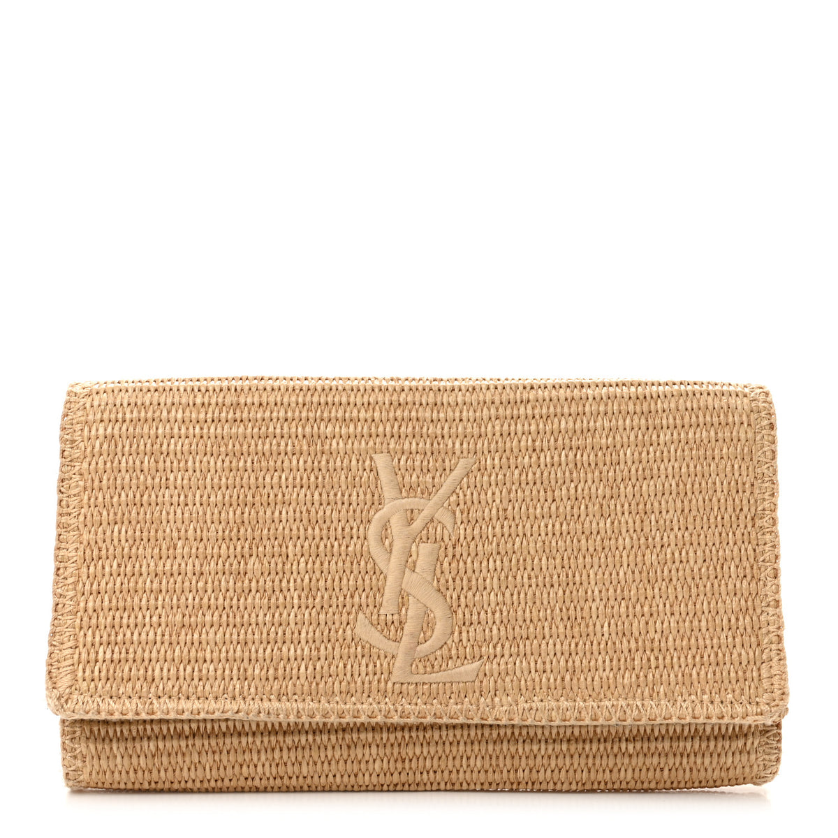 Saint Laurent Raffia Monogram Large Belle De Jour Clutch Natural 1 of 12