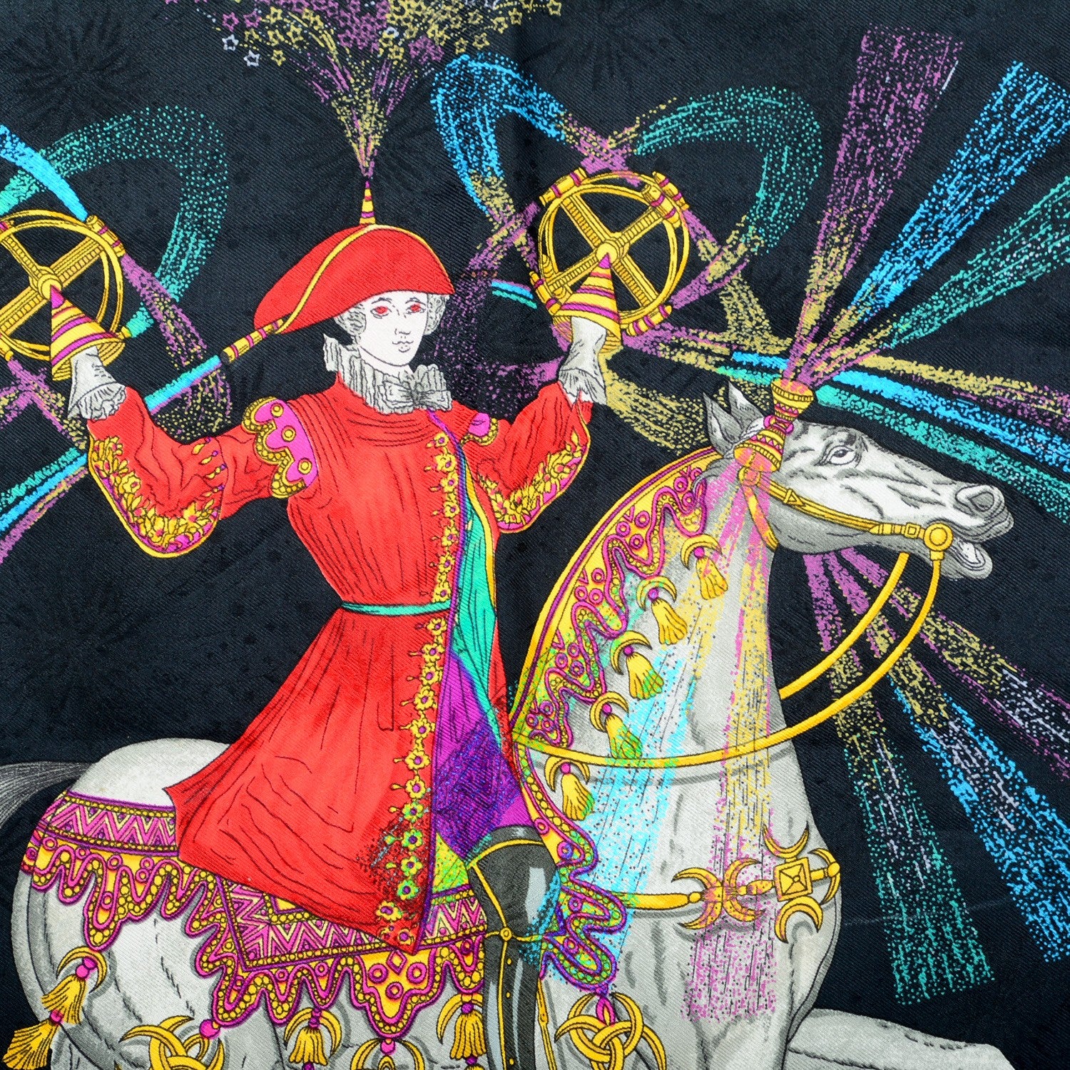 Hermes Jacquard Silk Feux d'Artifice Scarf 90 1 of 5