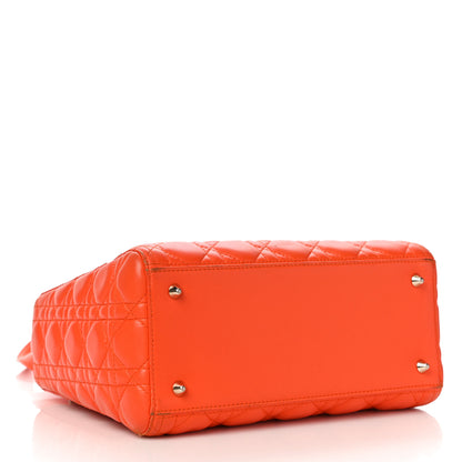 Christian Dior Lambskin Cannage Medium Lady Dior Orange 4 of 15