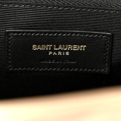 Saint Laurent Grain De Poudre Matelasse Chevron Large Monogram Satchel Dark Beige 6 of 11