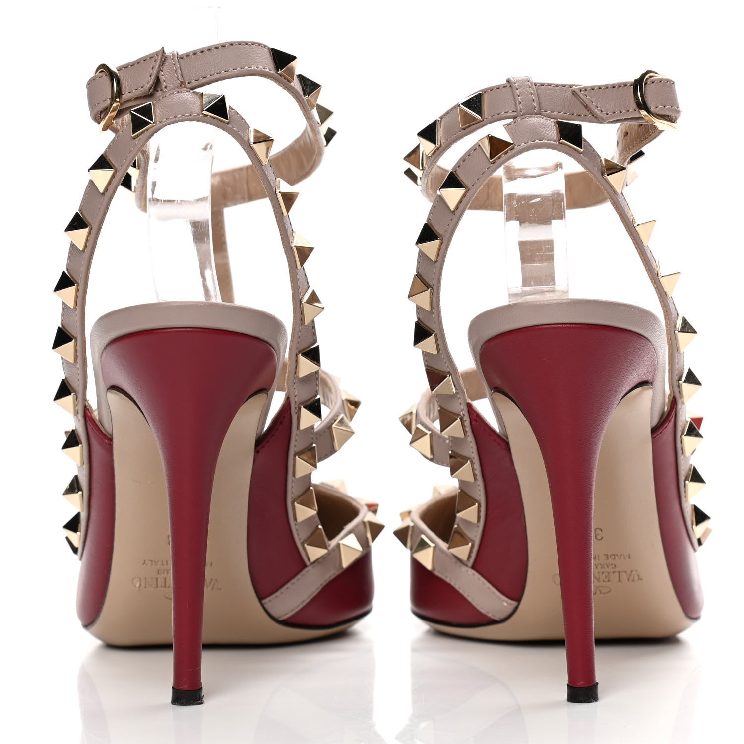 Valentino Garavani Nappa Rockstud Ankle Strap 100mm Pumps 38 Rubino Poudre 6 of 12