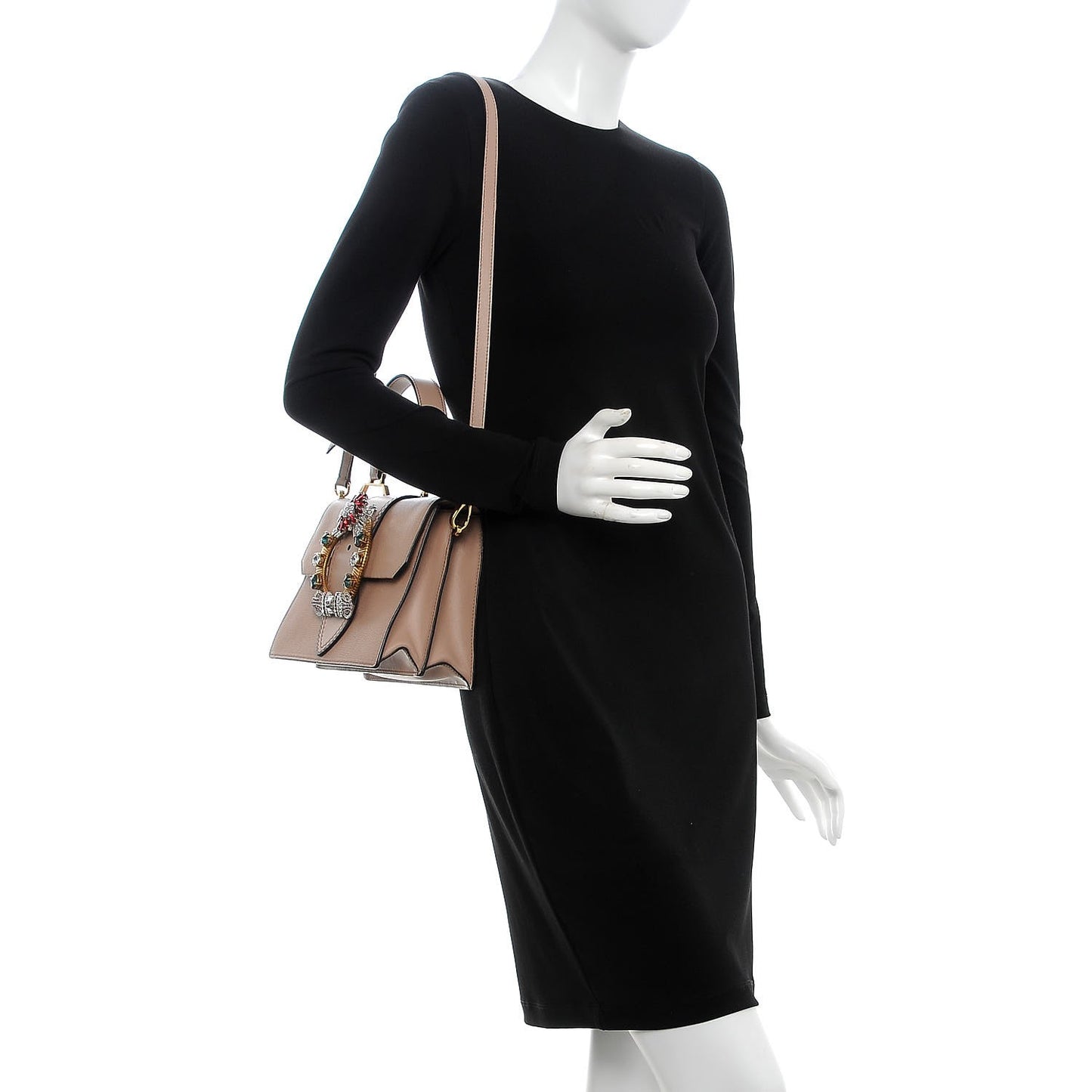 Goatskin Madras Soft Calfskin Crystal Embellished Top Handle Bag Cammeo