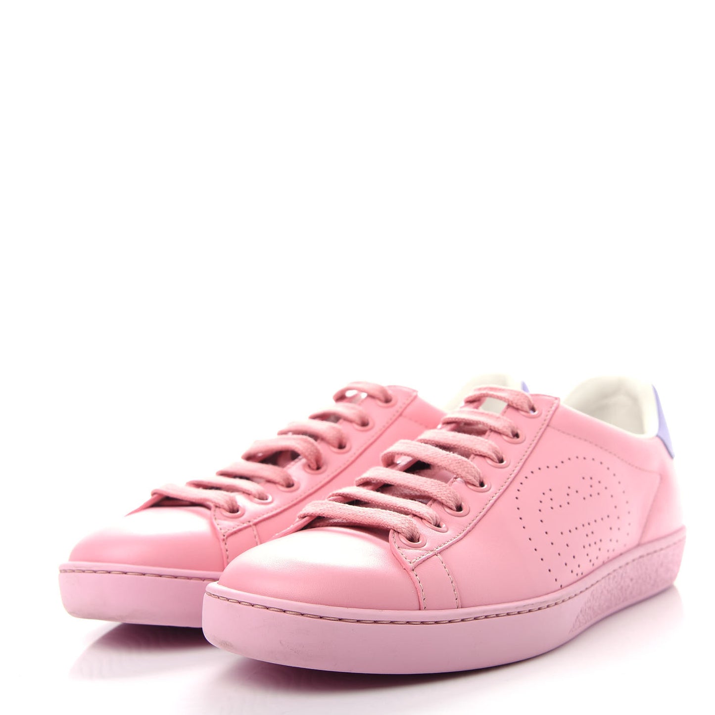 Calfskin Interlocking G Perforated Womens Ace Sneakers 36 Wild Rose Lapis