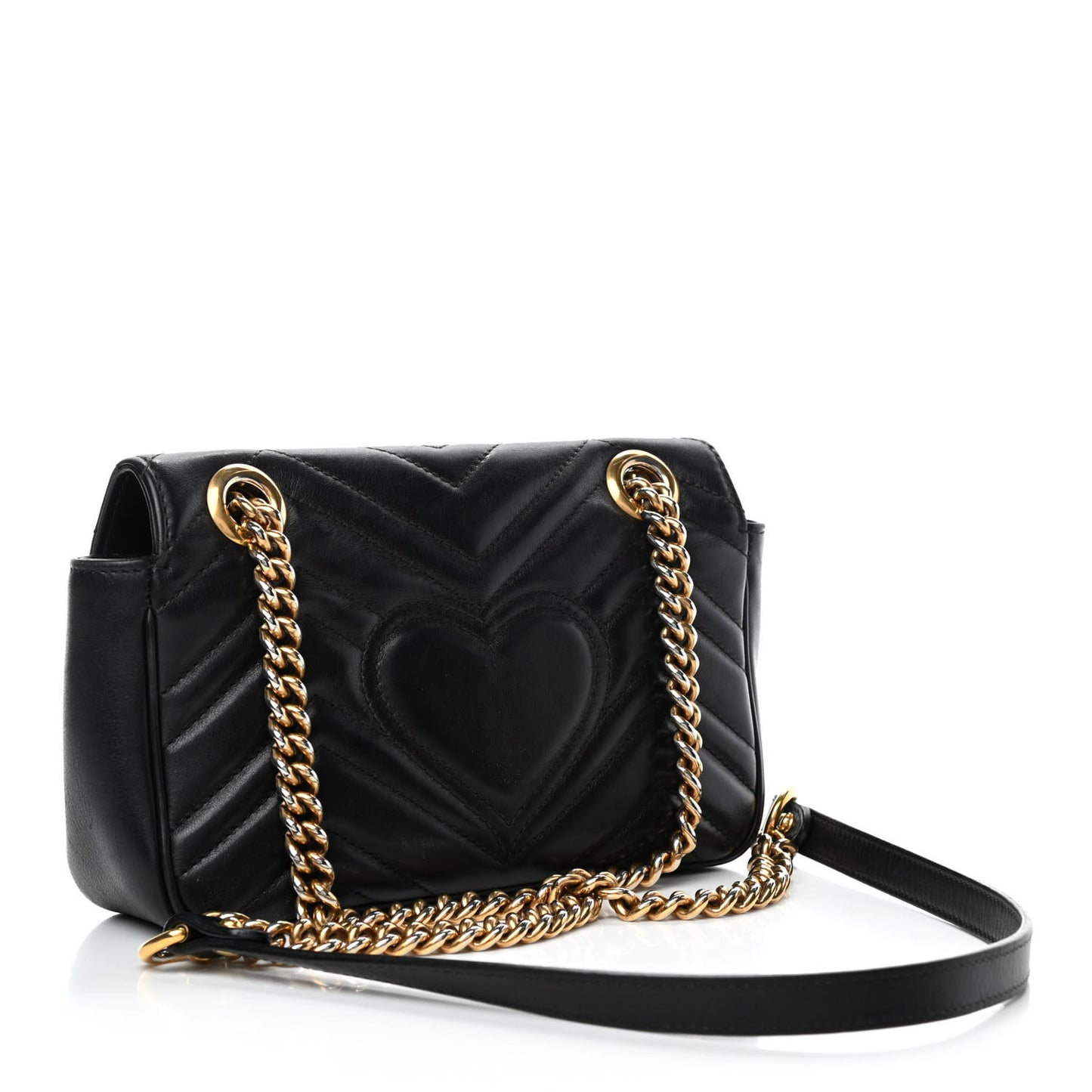 Calfskin Matelasse Mini GG Marmont Shoulder Bag Black