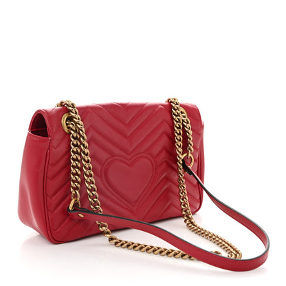 Gucci Calfskin Matelasse Small GG Marmont Shoulder Bag Hibiscus Red 3 of 10