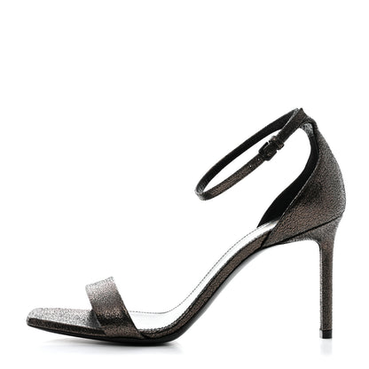 Saint Laurent Evora Amber 85 Astrap Sandals 38 Gunmetal 1 of 9