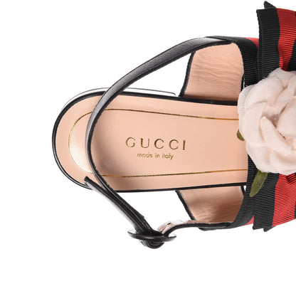 Gucci Lambskin Grosgrain Web Floral Thong Sandals 37.5 Blue 6 of 7