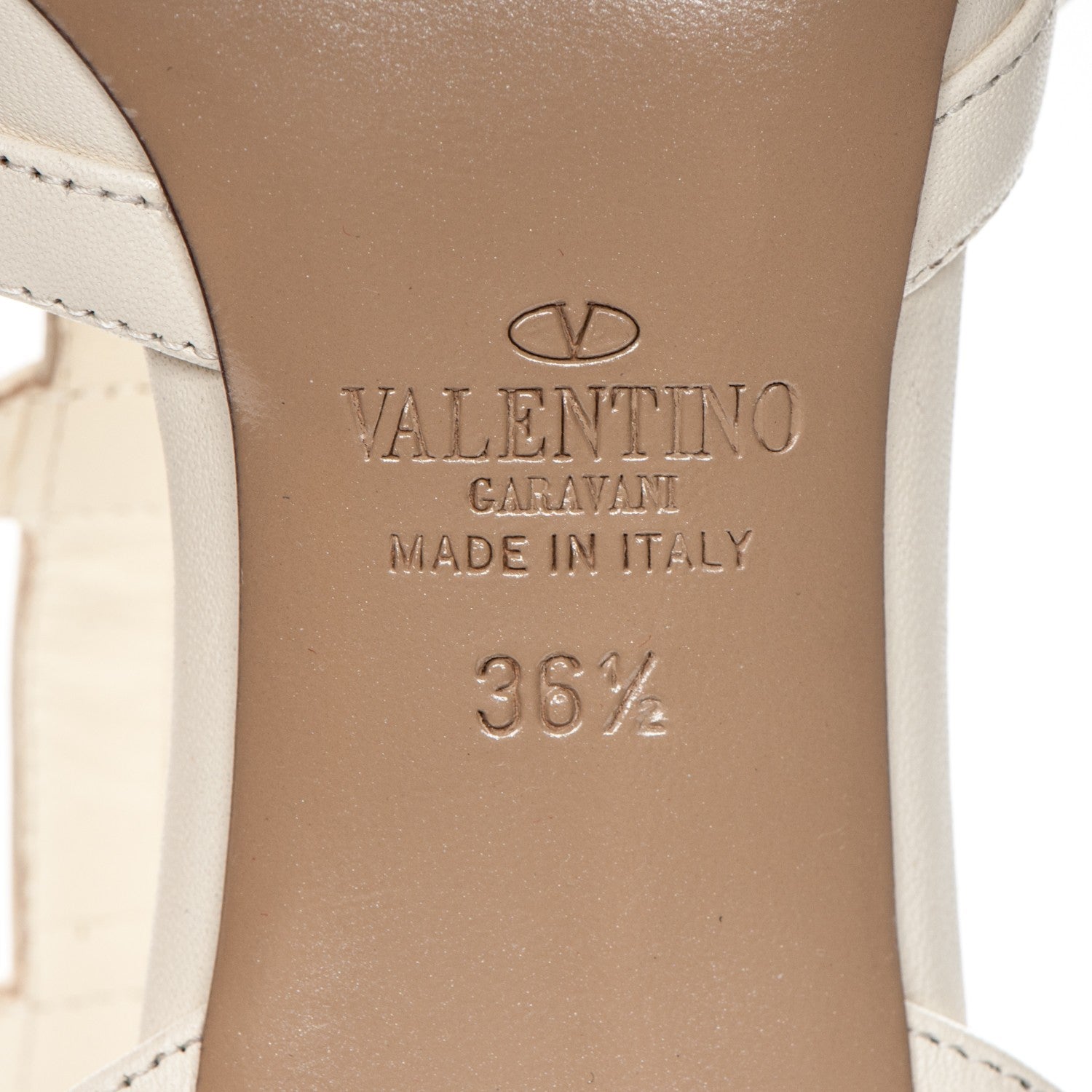 Valentino Garavani Calfskin Lacquered Monochrome Rockstud Ankle Strap 65mm Pumps 36.5 Ivory 6 of 7