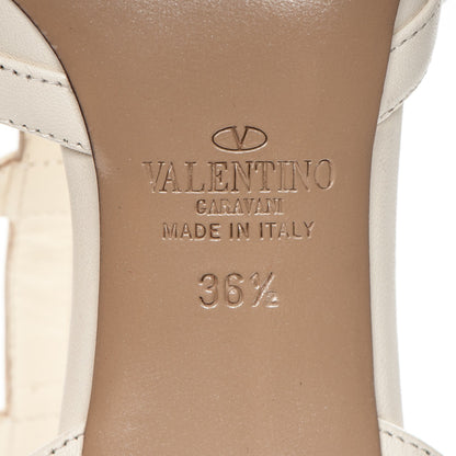 Valentino Garavani Calfskin Lacquered Monochrome Rockstud Ankle Strap 65mm Pumps 36.5 Ivory 6 of 7