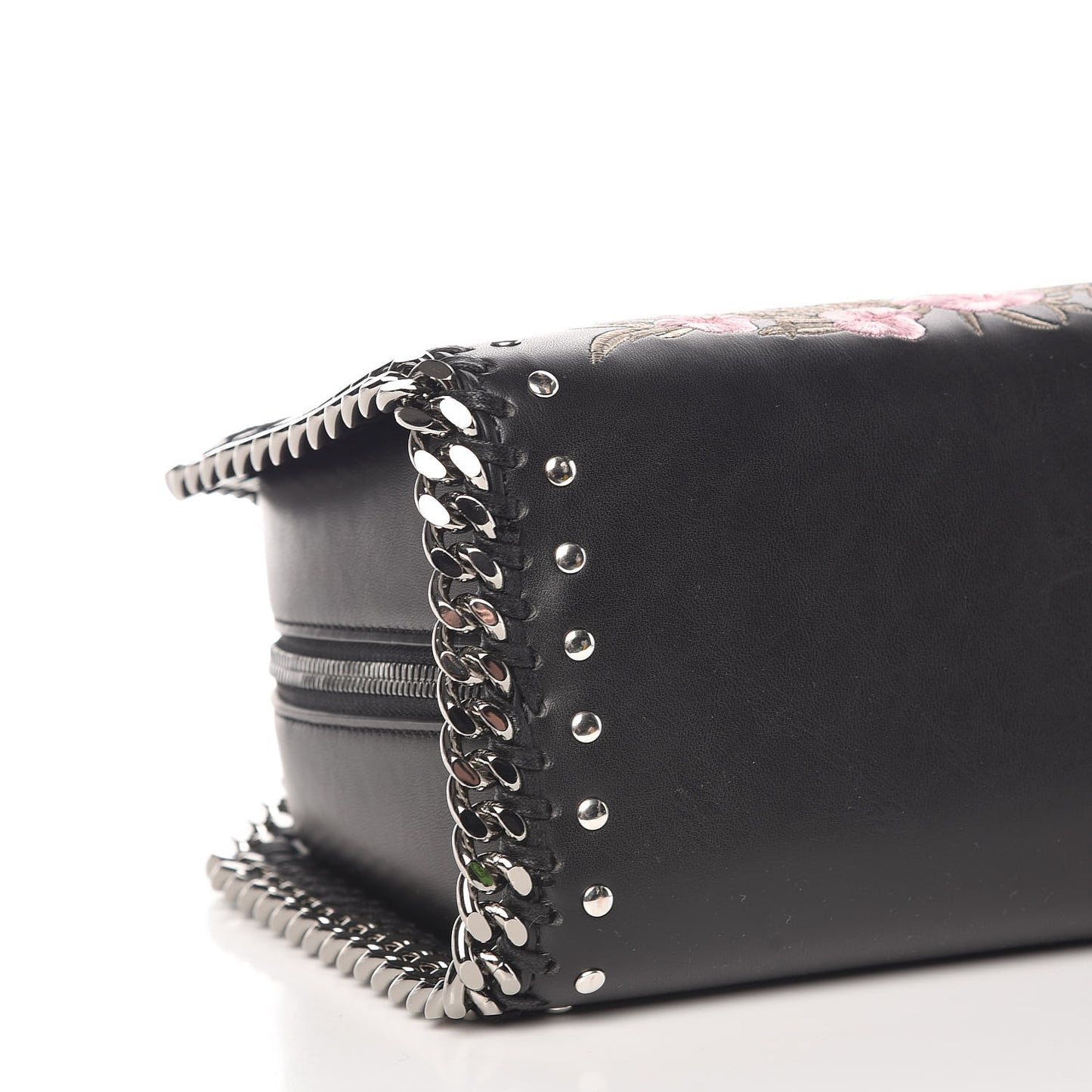 Eco Alter Nappa Mini Falabella Box Floral Embellished Top Handle Bag Black
