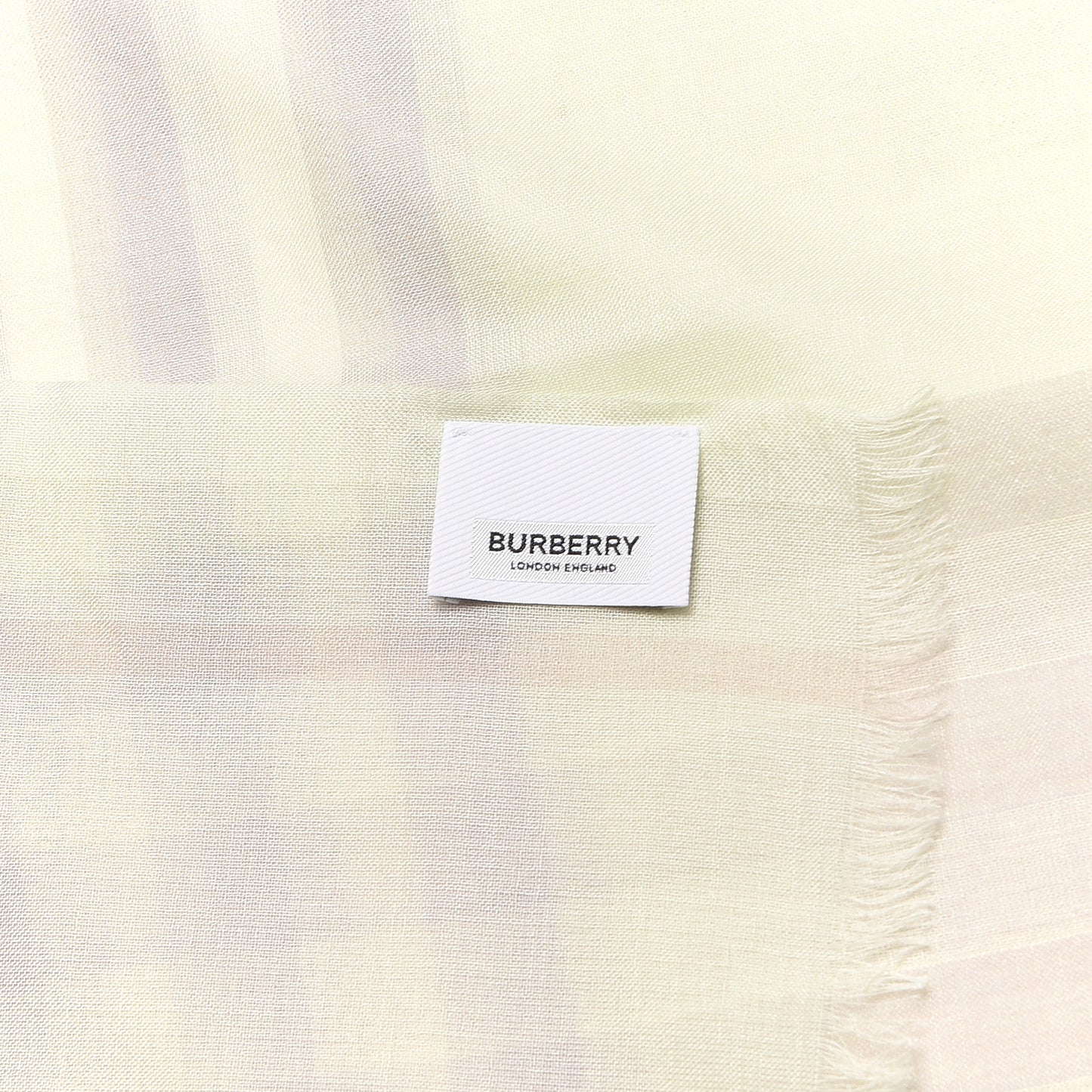 Wool Silk Gauze Giant Check Lightweight Scarf Limestone