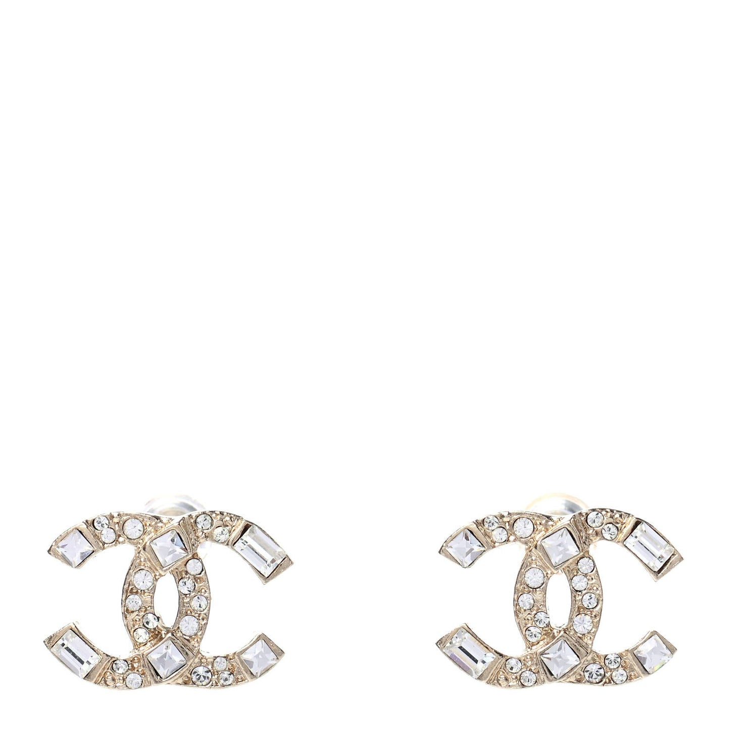 Crystal Baguette CC Earrings Gold