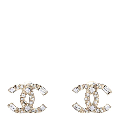 Chanel Crystal Baguette CC Earrings Gold 1 of 4