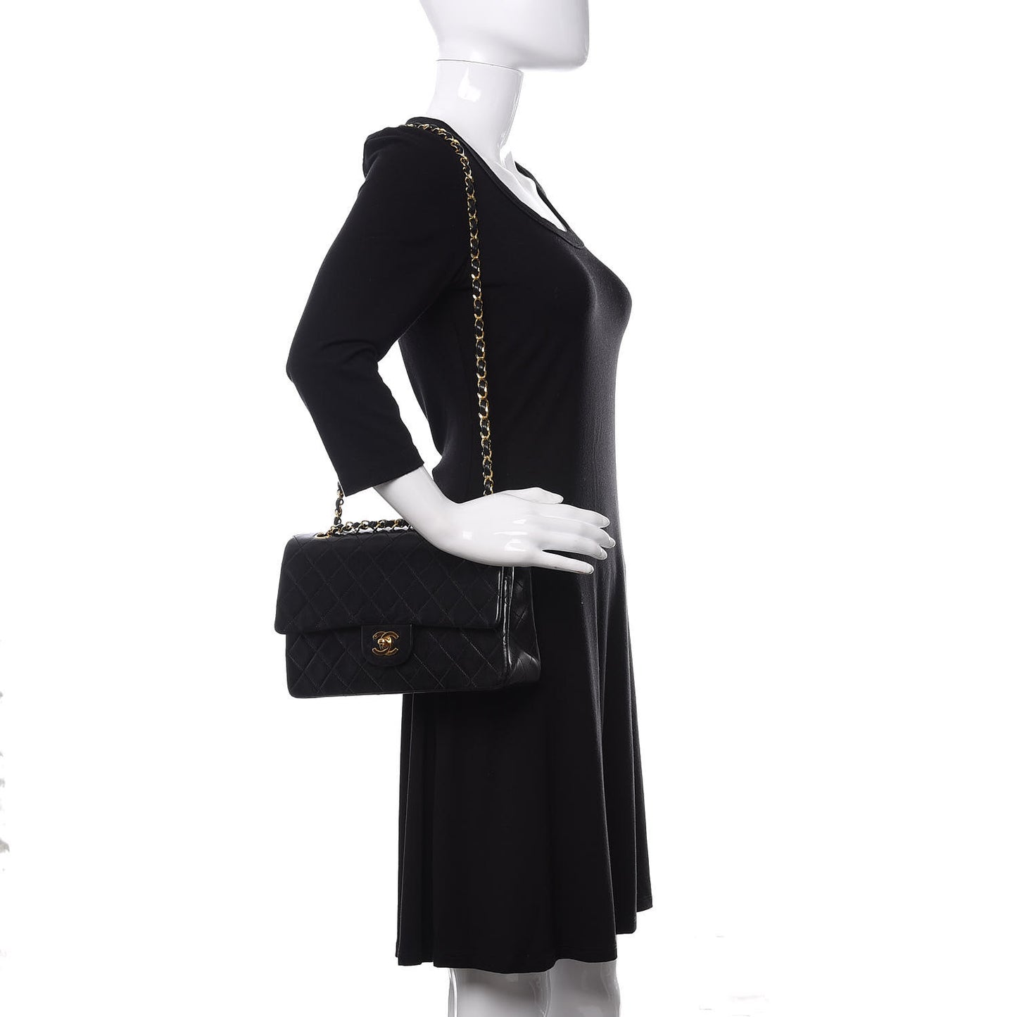 Lambskin Quilted Medium Double Flap Black