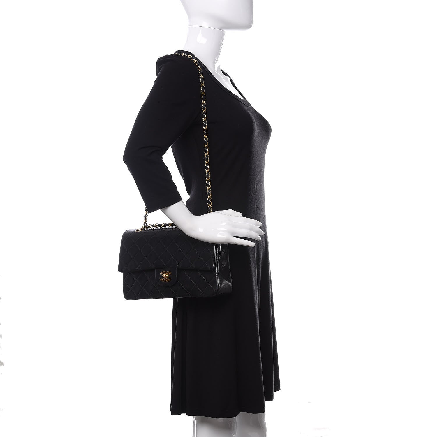 Chanel Lambskin Quilted Medium Double Flap Black 2 of 10