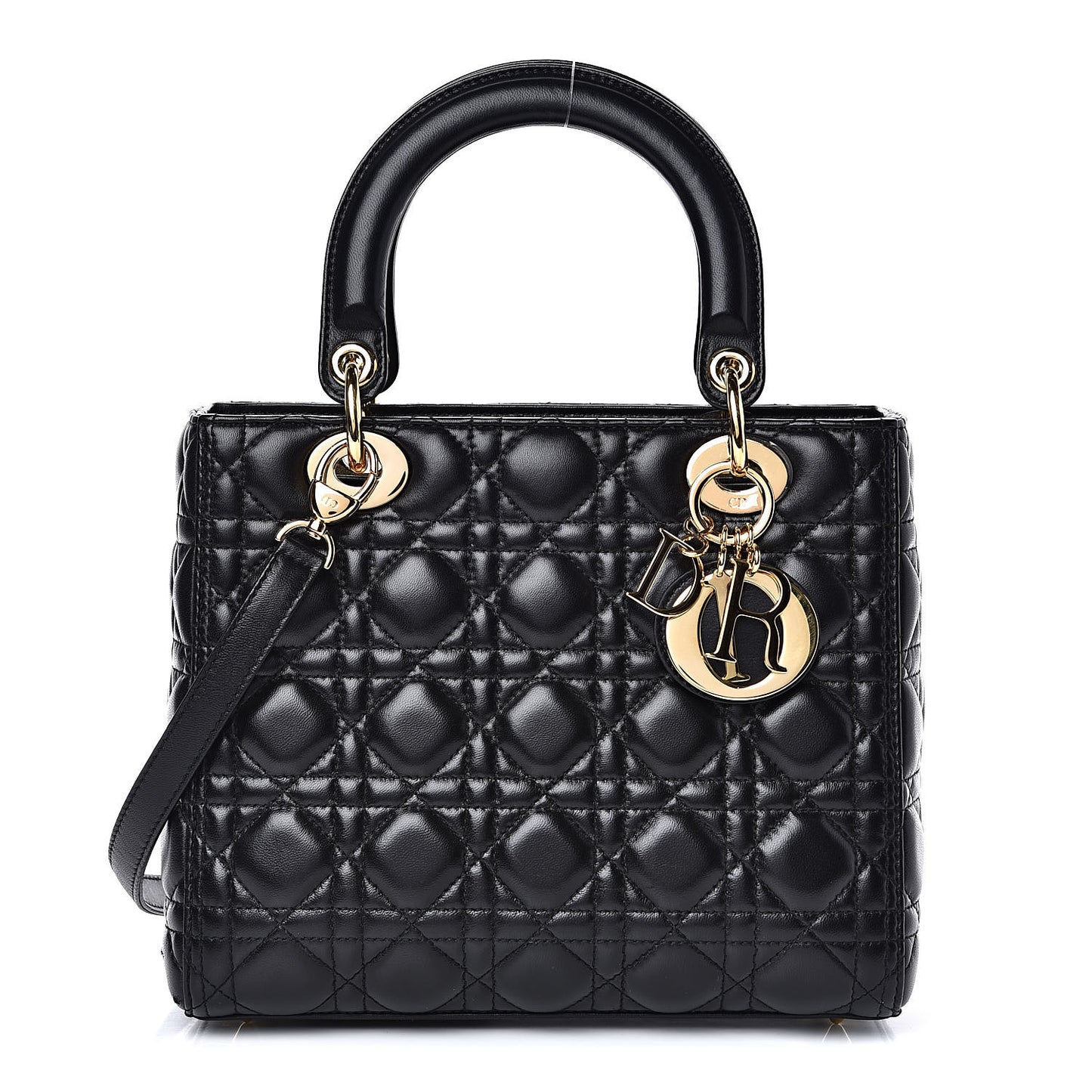 Lambskin Cannage Medium Lady Dior Black