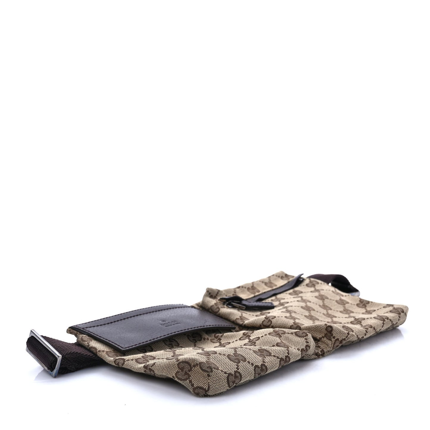 GG Monogram Double Pocket Belt Bag Dark Brown