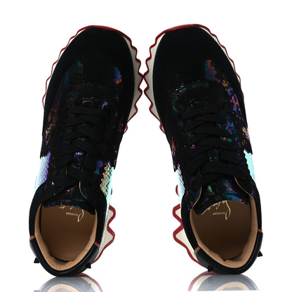 Christian Louboutin Suede Mesh Calfskin Loubishark Sneakers 38.5 Black Multicolor 2 of 10