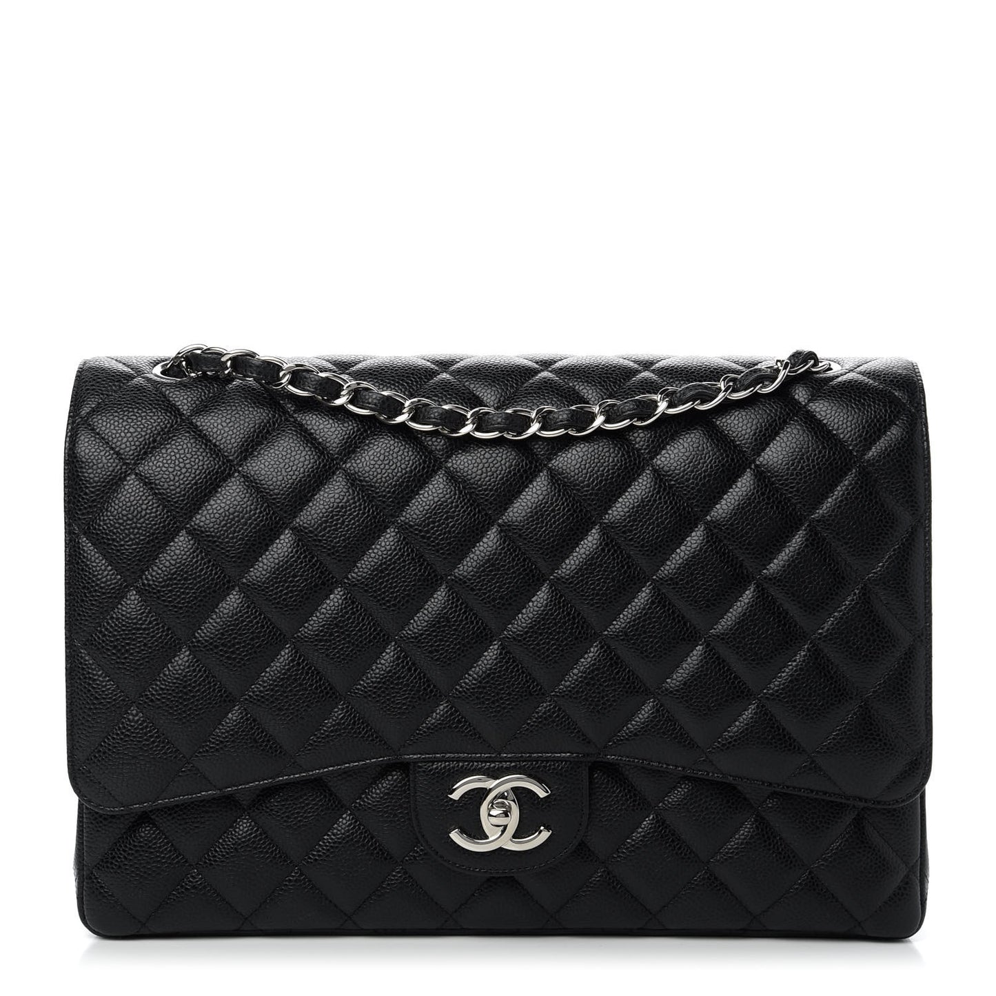 Caviar Quilted Maxi Double Flap Black