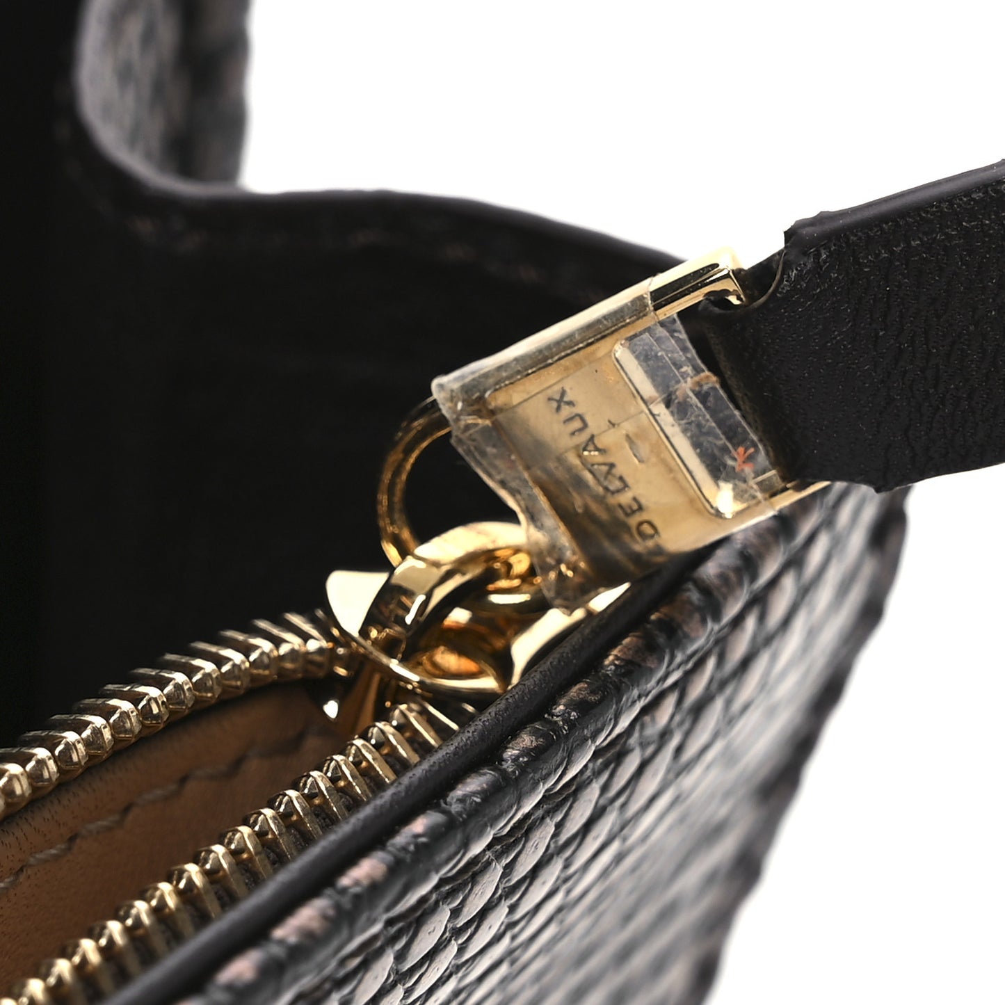 Iridescent Lizard Calfskin Brillant Wallet On Chain Ebene Kaki