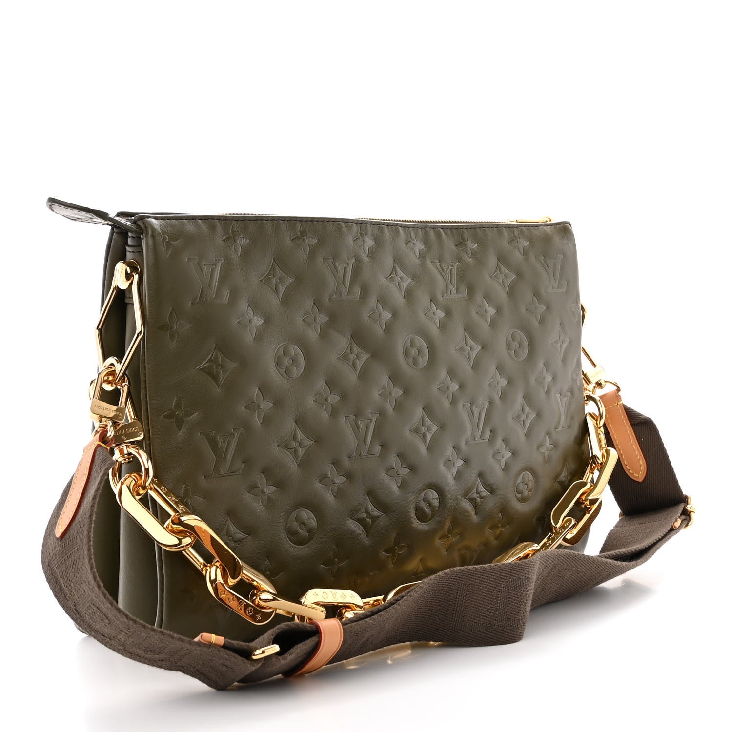 Louis Vuitton Lambskin Embossed Monogram Coussin MM Khaki 3 of 11