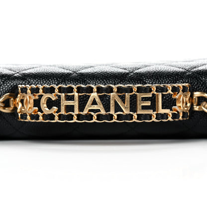 Chanel Shiny Caviar Quilted Pick Me Up Wallet On Chain WOC Black 10 of 13