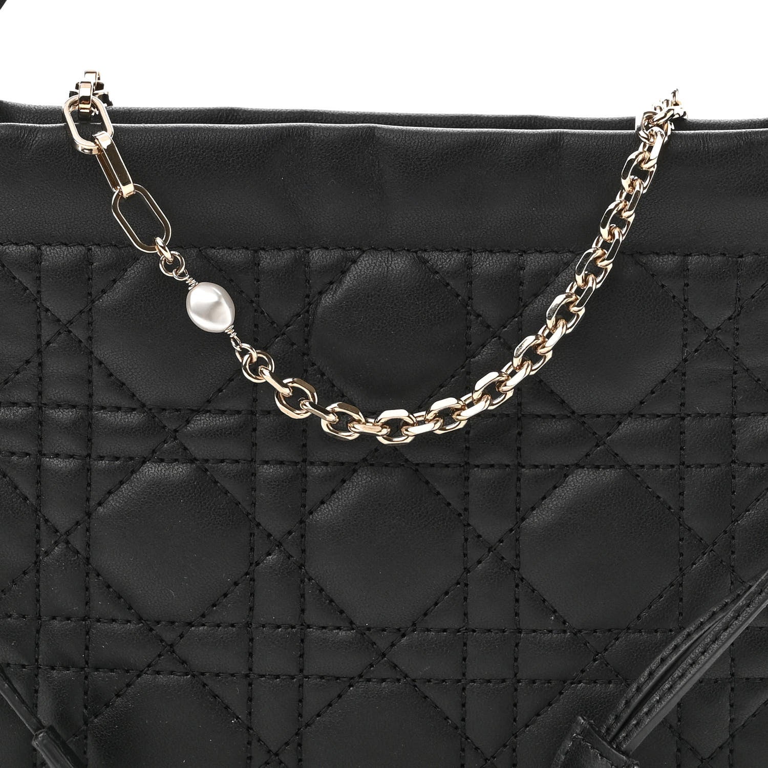 Christian Dior Lambskin Cannage Mini Top Handle Drawstring Bag Black 8 of 12