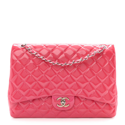 Chanel Patent Maxi Quilted Double Flap Fuchsia 1 of 12