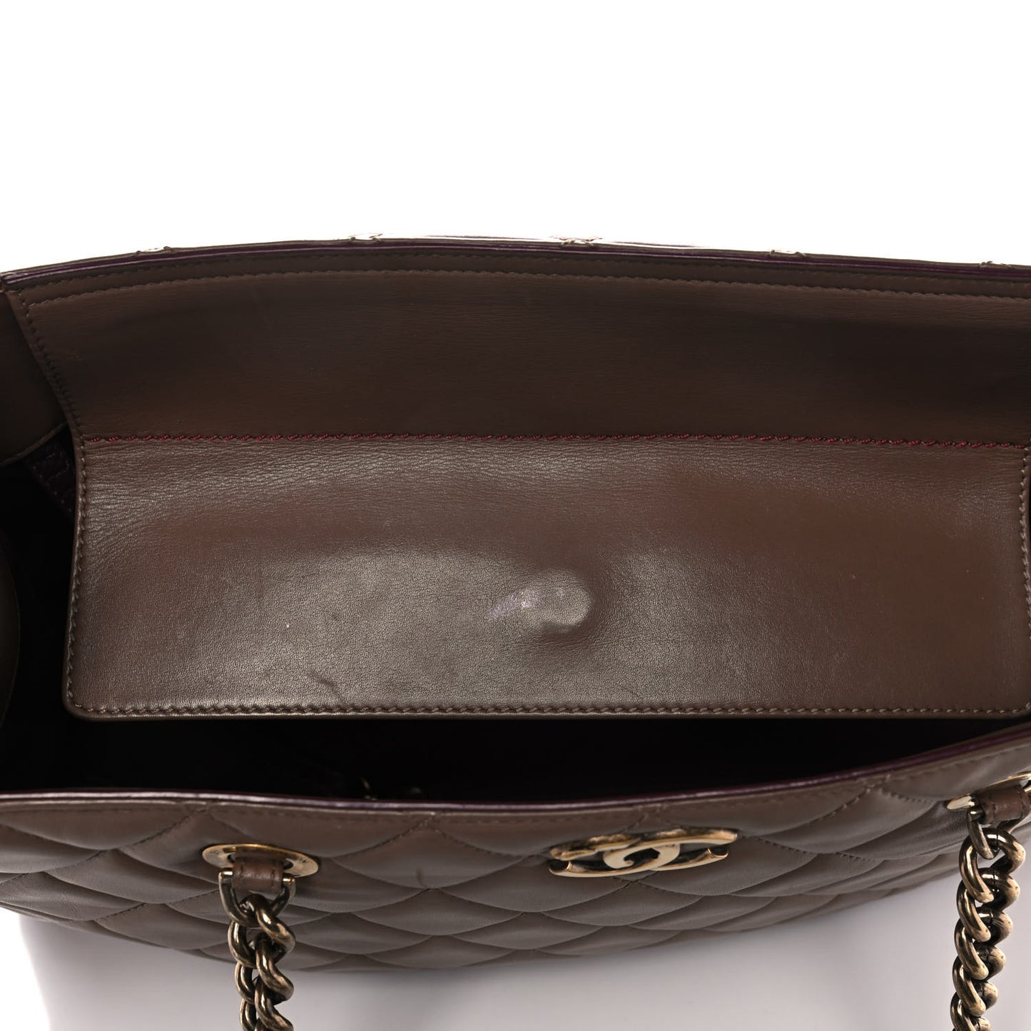 Calfskin Quilted Perfect Edge Tote Brown