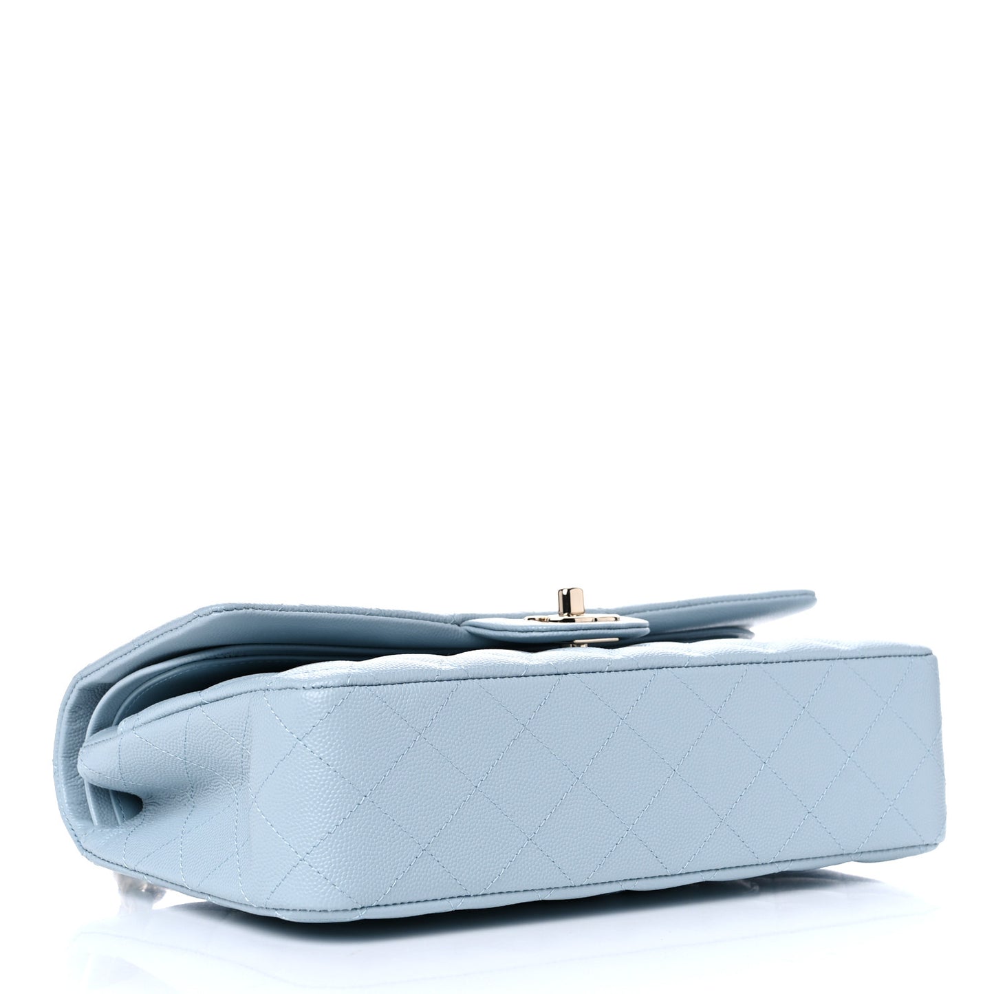 Caviar Quilted Medium Double Flap Light Blue