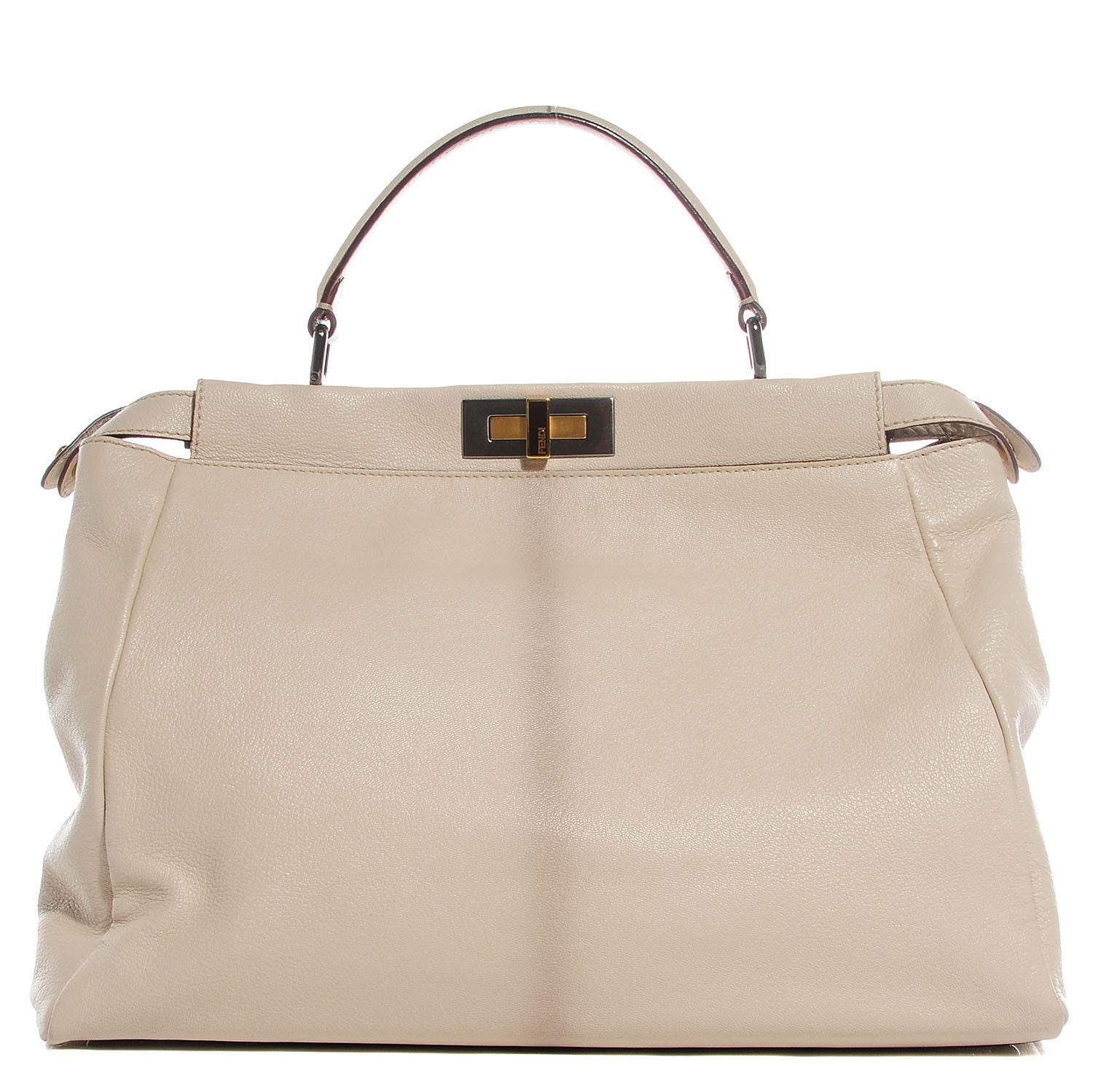 Fendi Goatskin Zucca Large Peekaboo Iconic Satchel Latte Tobacco Moro 1 of 9