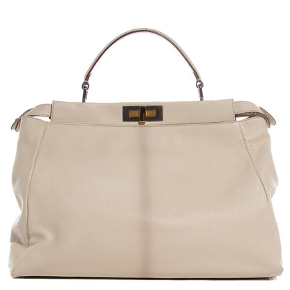 Fendi Goatskin Zucca Large Peekaboo Iconic Satchel Latte Tobacco Moro 1 of 9