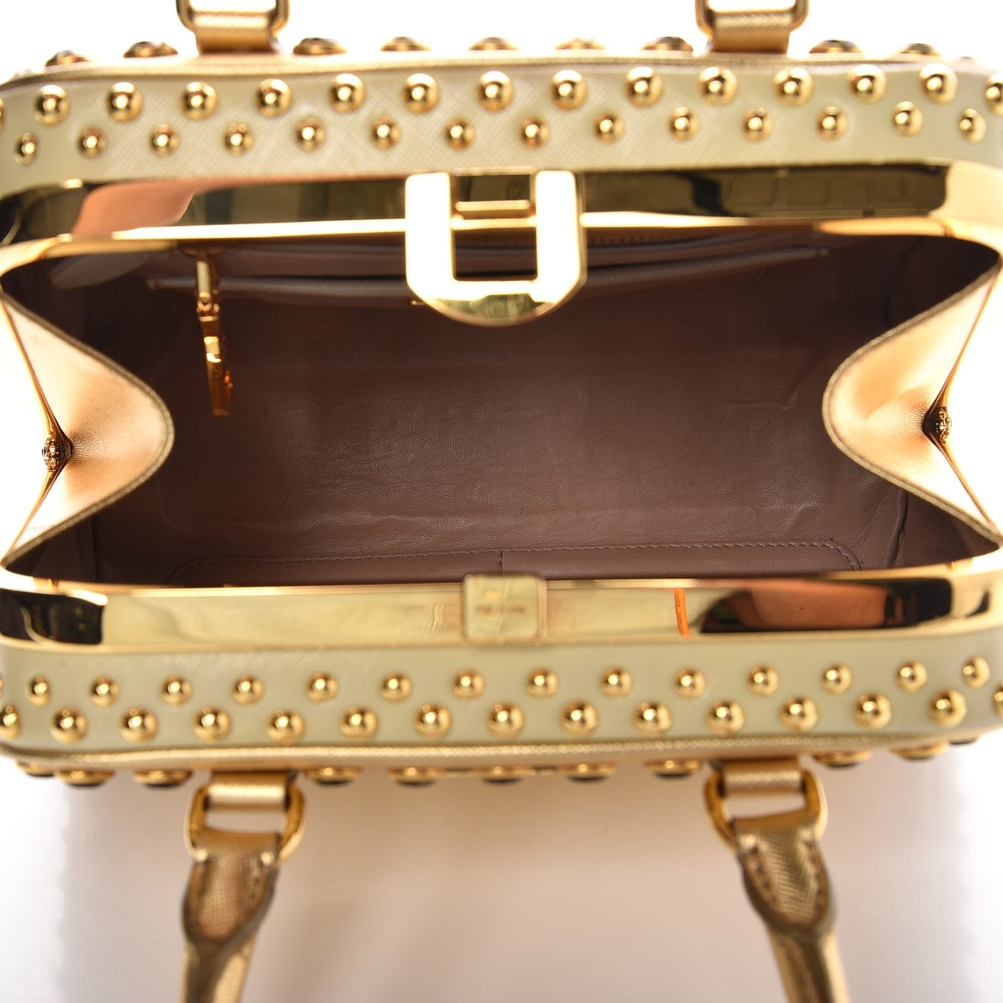 Saffiano Vernice Crystal Pyramid Bag Platino