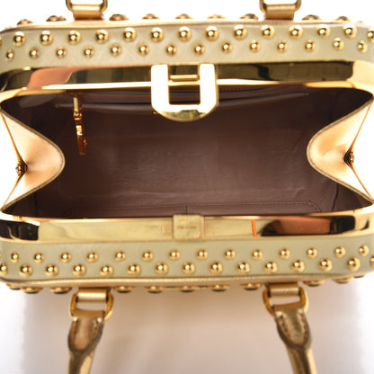 Prada Saffiano Vernice Crystal Pyramid Bag Platino 5 of 8