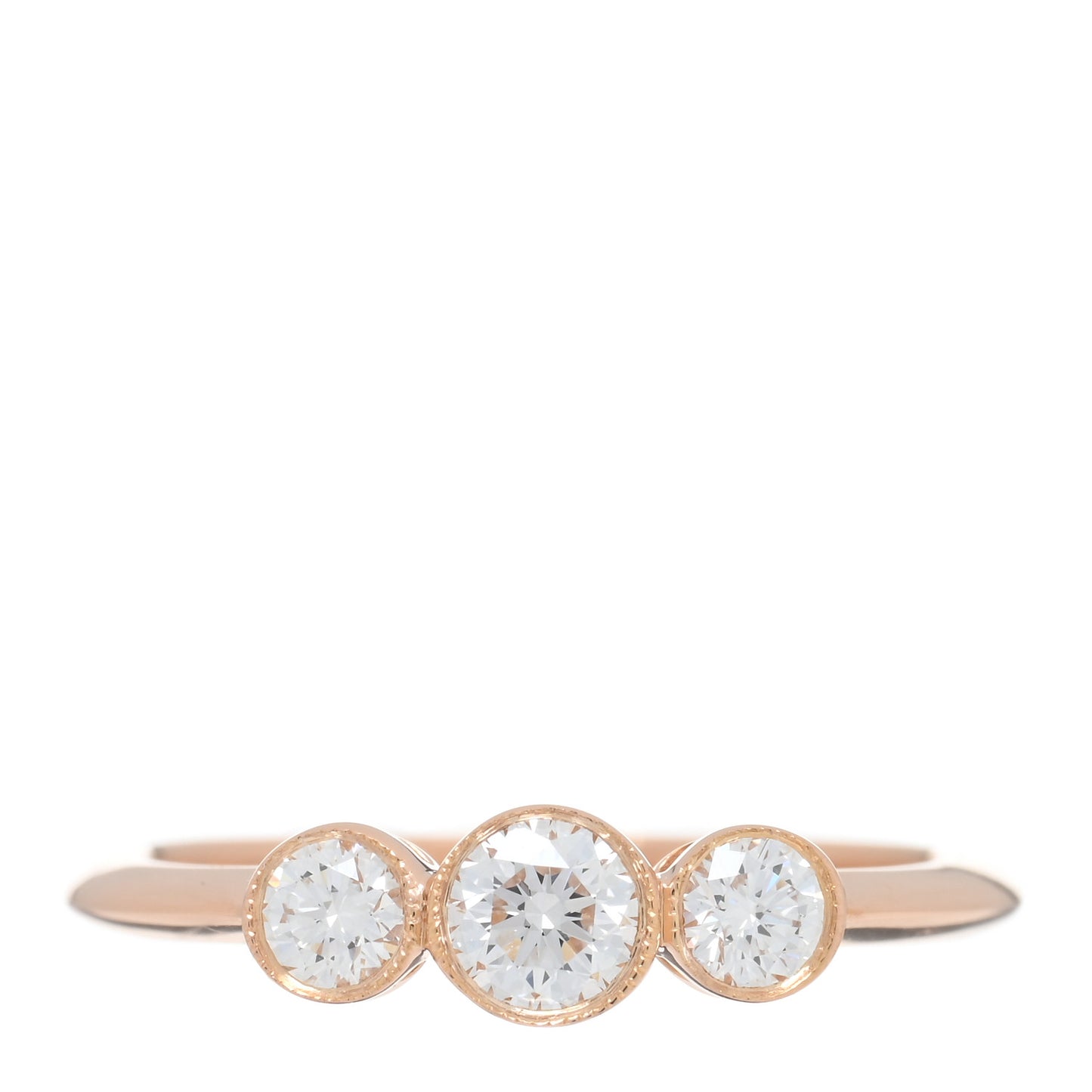 18K Rose Gold Diamond Three Stone Milgrain Ring 47 4