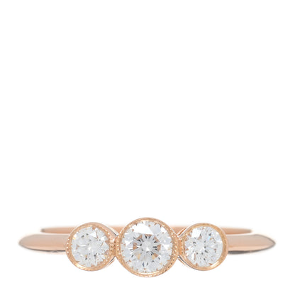 Tiffany 18K Rose Gold Diamond Three Stone Milgrain Ring 47 4 1 of 5